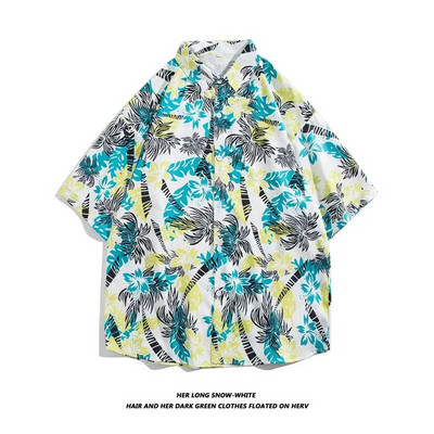 Japonijos anime animacinių filmų marginti vintažiniai krovininiai marškinėliai Vasariniai nauji vyriški havajietiški trumpomis rankovėmis laisvalaikio vyriški moteriški poros marškiniai, dideli