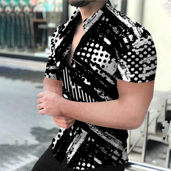 Висококачествено мъжко облекло 2022 г. Нови мъжки ежедневни ризи Риза с дигитален печат Улично облекло Жилетка Риза с къс ръкав