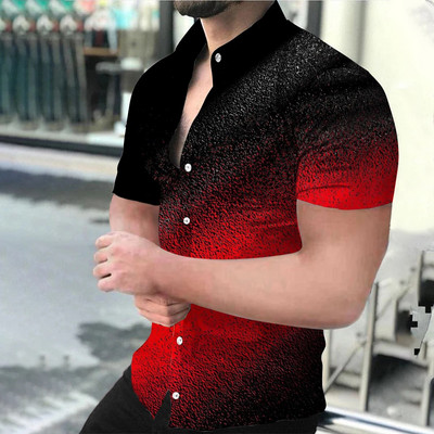 Висококачествено мъжко облекло 2022 г. Нови мъжки ежедневни ризи Риза с дигитален печат Улично облекло Жилетка Риза с къс ръкав