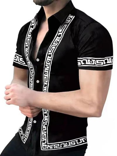 Aukštos kokybės vyriški drabužiai 2022 m. Nauji vyriški laisvalaikio marškiniai Skaitmenine spauda Chemise Streetwear Cardigan trumpomis rankovėmis suknelės marškinėliai