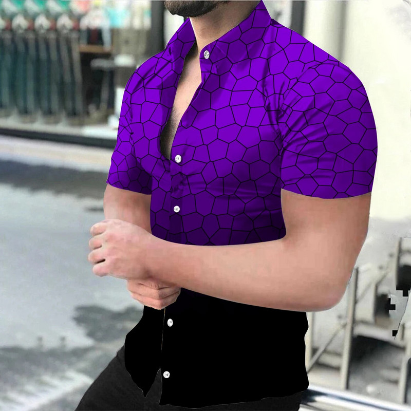 Aukštos kokybės vyriški drabužiai 2022 m. Nauji vyriški laisvalaikio marškiniai Skaitmenine spauda Chemise Streetwear Cardigan trumpomis rankovėmis suknelės marškinėliai