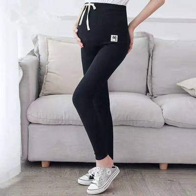 Kismama nadrágok Pamut alkalmi puha vékony terhesnadrágok állítható övvel deréknadrágok női ruhák leggings terhes nőknek