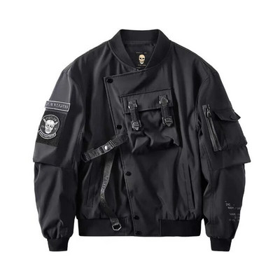 God of Death Bomber jakna s džepom na prsima Techwear Muškarci Punk Hip Hop Taktička ulična odjeća Crne sveučilišne jakne Preveliki kaputi MA1