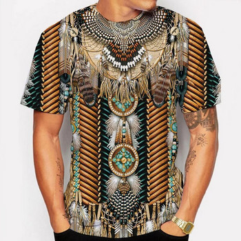 Ανδρικό μπλουζάκι ινδικό ρετρό μόδας, κοντομάνικο φαρδύ μπλουζάκι με στρογγυλή λαιμόκοψη, φαρδύ μπλουζάκι με μοντέρνο City Street