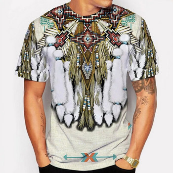 Ανδρικό μπλουζάκι ινδικό ρετρό μόδας, κοντομάνικο φαρδύ μπλουζάκι με στρογγυλή λαιμόκοψη, φαρδύ μπλουζάκι με μοντέρνο City Street