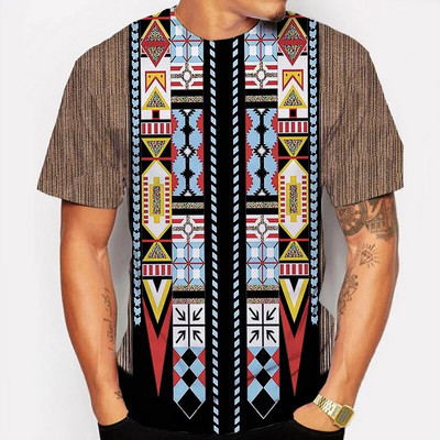 Madingi Indijos retro stiliaus vyriški marškinėliai su apvalia kakle, greitai džiūstantys trumpomis rankovėmis laisvi marškinėliai, madinga miesto gatvės vasara