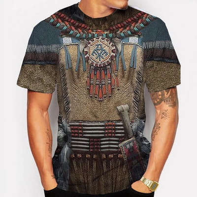 Madingi Indijos retro stiliaus vyriški marškinėliai su apvalia kakle, greitai džiūstantys trumpomis rankovėmis laisvi marškinėliai, madinga miesto gatvės vasara