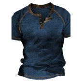 Henley vyriški marškinėliai Paprasti trumpomis rankovėmis marškinėliai, dideli marškinėliai, 3d spausdinti kasdieniai vyriški viršutiniai gatvės drabužiai, pavasario senoviniai hiphopas