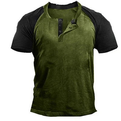 Henley vyriški marškinėliai Paprasti trumpomis rankovėmis marškinėliai, dideli marškinėliai, 3d spausdinti kasdieniai vyriški viršutiniai gatvės drabužiai, pavasario senoviniai hiphopas