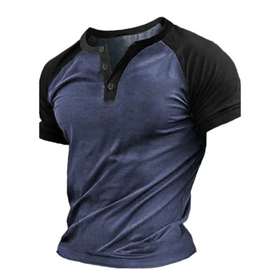 Henley vyriški marškinėliai Paprasti trumpomis rankovėmis marškinėliai, dideli marškinėliai, 3d spausdinti kasdieniai vyriški viršutiniai gatvės drabužiai, pavasario senoviniai hiphopas