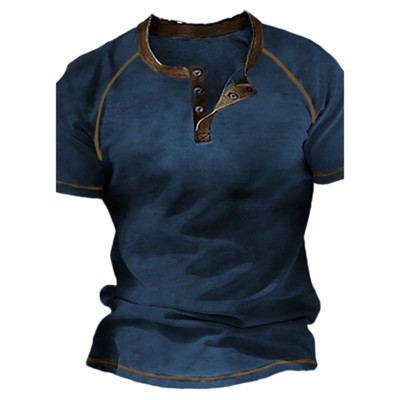 Henley vyriški marškinėliai Paprasti trumpomis rankovėmis marškinėliai, dideli marškinėliai, 3d spausdinti kasdieniai vyriški viršutiniai gatvės drabužiai, pavasario senoviniai hiphopas