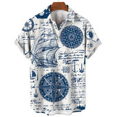 Muške košulje Ljetne modne nautičke grafike 3D ispis Ležerne majice kratkih rukava Košulja za plažu za muškarce Prevelika široka bluza Camisa