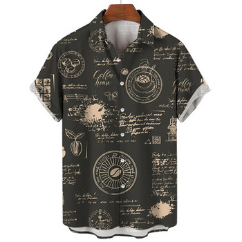Мъжки ризи Лятна мода Морска графика 3D принт Ежедневни топове с къс ръкав Плажна риза за мъже Голяма широка блуза Camisa