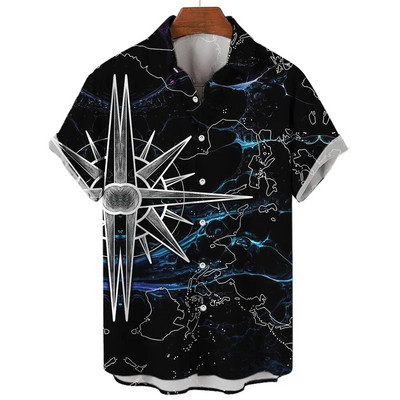 Muške košulje Ljetne modne nautičke grafike 3D ispis Ležerne majice kratkih rukava Košulja za plažu za muškarce Prevelika široka bluza Camisa