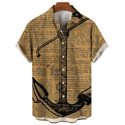 Muške košulje Ljetne modne nautičke grafike 3D ispis Ležerne majice kratkih rukava Košulja za plažu za muškarce Prevelika široka bluza Camisa