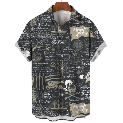 Muške košulje Ljetne modne nautičke grafike 3D ispis Ležerne majice kratkih rukava Košulja za plažu za muškarce Prevelika široka bluza Camisa