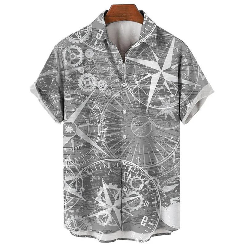 Muške košulje Ljetne modne nautičke grafike 3D ispis Ležerne majice kratkih rukava Košulja za plažu za muškarce Prevelika široka bluza Camisa