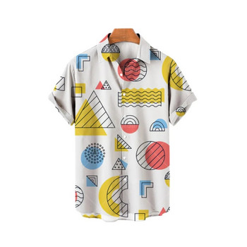 Модна мъжка ежедневна риза с 3D печат с ревери в хавайски стил, широка и дишаща свежа плажна тенденция