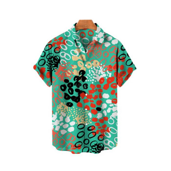Ανδρικό μοντέρνο casual πουκάμισο με τρισδιάστατη εκτύπωση με κοντό μανίκι τοπ Χαβάης, χαλαρό και αναπνέον, φρέσκια τάση στην παραλία
