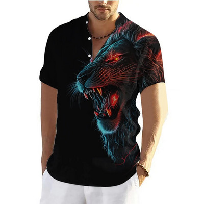 Tigro marškinėliai Vyrams Marškinėliai trumpomis rankovėmis Viršutiniai gyvūnai Grafiniai drabužiai Gatvės drabužiai V formos iškirptės megztiniai Vasariniai vyriški marškiniai marškinėliai 2023 m.