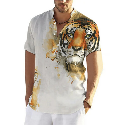 Tigro marškinėliai Vyrams Marškinėliai trumpomis rankovėmis Viršutiniai gyvūnai Grafiniai drabužiai Gatvės drabužiai V formos iškirptės megztiniai Vasariniai vyriški marškiniai marškinėliai 2023 m.