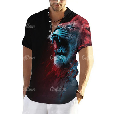 Tigro marškinėliai Vyrams Marškinėliai trumpomis rankovėmis Viršutiniai gyvūnai Grafiniai drabužiai Gatvės drabužiai V formos iškirptės megztiniai Vasariniai vyriški marškiniai marškinėliai 2023 m.
