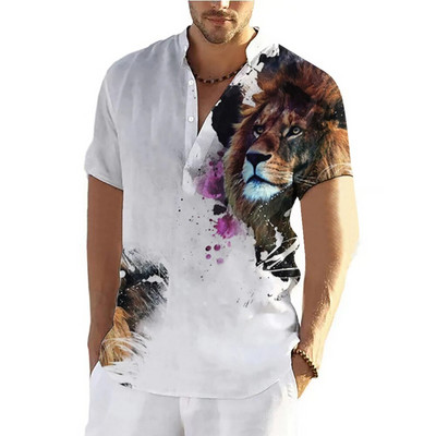 Tigro marškinėliai Vyrams Marškinėliai trumpomis rankovėmis Viršutiniai gyvūnai Grafiniai drabužiai Gatvės drabužiai V formos iškirptės megztiniai Vasariniai vyriški marškiniai marškinėliai 2023 m.