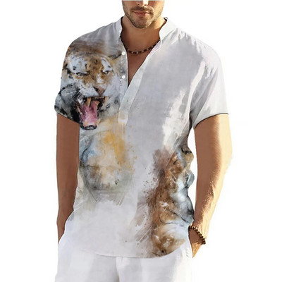 Tigro marškinėliai Vyrams Marškinėliai trumpomis rankovėmis Viršutiniai gyvūnai Grafiniai drabužiai Gatvės drabužiai V formos iškirptės megztiniai Vasariniai vyriški marškiniai marškinėliai 2023 m.