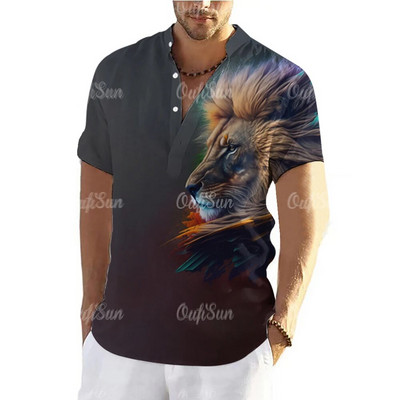 Tigro marškinėliai Vyrams Marškinėliai trumpomis rankovėmis Viršutiniai gyvūnai Grafiniai drabužiai Gatvės drabužiai V formos iškirptės megztiniai Vasariniai vyriški marškiniai marškinėliai 2023 m.