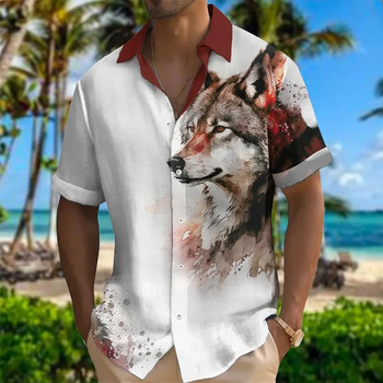 Лъвски мъжки ризи Цветна модна хавайска риза с 3d принт на животни Ежедневна риза Caucal Мъжки летни ризи Хип-хоп мъжко облекло