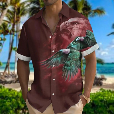 Liūtas vyriški marškiniai Spalvingi madingi gyvūnai 3D spaudiniai Havajų marškinėliai Daily Caucal marškinėliai Vyriški vasaros marškiniai Hip Hop vyrų drabužiai