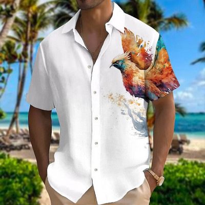 Liūtas vyriški marškiniai Spalvingi madingi gyvūnai 3D spaudiniai Havajų marškinėliai Daily Caucal marškinėliai Vyriški vasaros marškiniai Hip Hop vyrų drabužiai