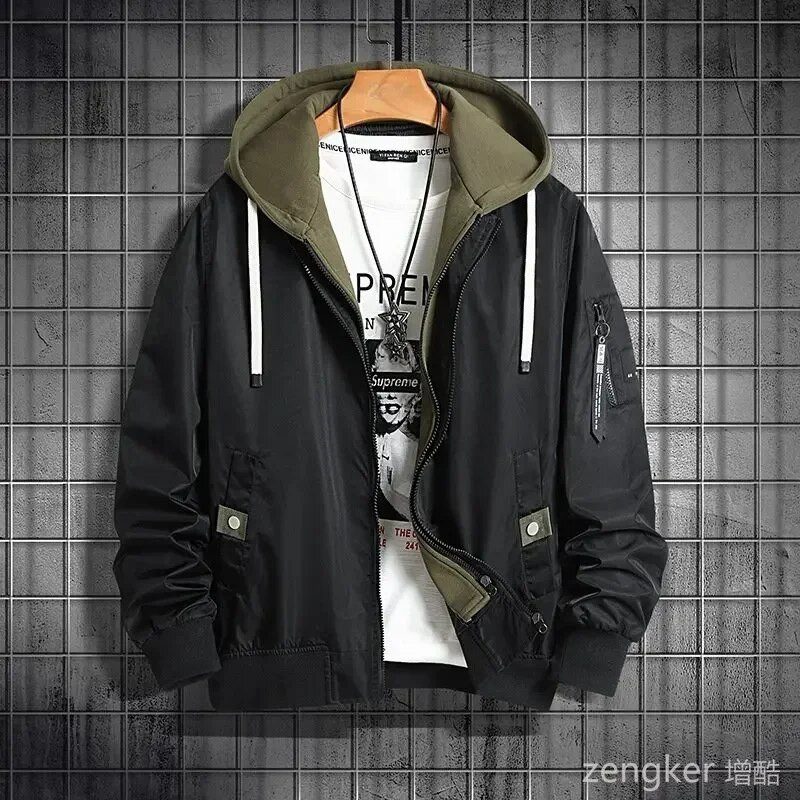 Tide lažna dvodijelna ležerna jakna muška proljeće jesen nova velika veličina široka tide zgodna proljetna 8XL 7XL muška jakna bomber jakna