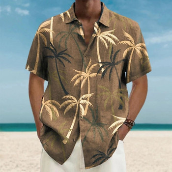 Ново за мъже Хавайски ризи Топове с къс ръкав Кокосово дърво Treeo Graphic 3d Риза Модно улично облекло 5XL Лятно облекло Мъжка блуза