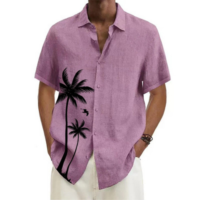 Új Férfi Hawaii Ingek Rövid ujjú felsők Coconut Treeo Grafikus 3d ing Divat Utcai ruházat 5XL Nyári ruházat Férfi blúz