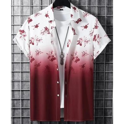 2023. aasta kuum müük meeste särk 3D gradienttrükiga kvaliteetsed särgid meestele rannapeol lühikeste varrukatega, laiaulatuslik Hawaii topp