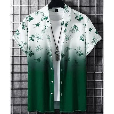 2023. aasta kuum müük meeste särk 3D gradienttrükiga kvaliteetsed särgid meestele rannapeol lühikeste varrukatega, laiaulatuslik Hawaii topp