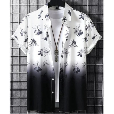 2023. aasta kuum müük meeste särk 3D gradienttrükiga kvaliteetsed särgid meestele rannapeol lühikeste varrukatega, laiaulatuslik Hawaii topp