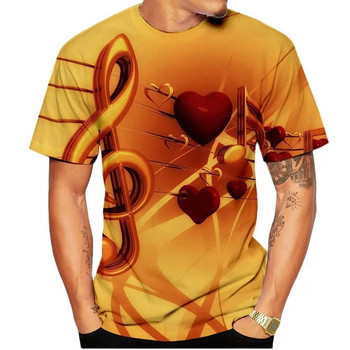 Ανδρικό μπλουζάκι 2023 Μπλουζάκι με 3D printed Μουσικές νότες Μόδα μπλουζάκι Ανδρικό καλοκαιρινό καθημερινό μπλουζάκι Funko Pop με κοντομάνικο μπλουζάκι
