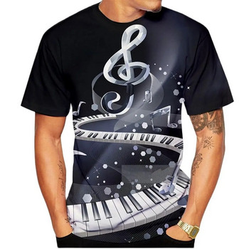 2023 Мъжка тениска Тениска с 3D печат Музикални ноти Модна тениска Мъжка лятна ежедневна риза с къс ръкав Funko Pop Тениска