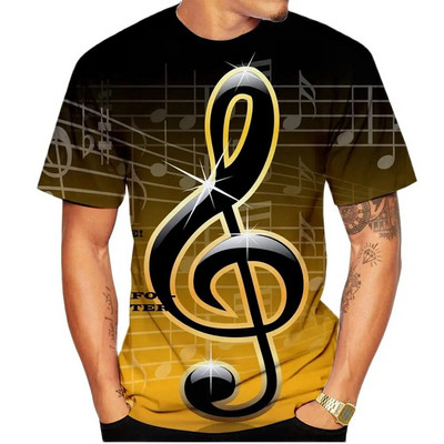Ανδρικό μπλουζάκι 2023 Μπλουζάκι με 3D printed Μουσικές νότες Μόδα μπλουζάκι Ανδρικό καλοκαιρινό καθημερινό μπλουζάκι Funko Pop με κοντομάνικο μπλουζάκι
