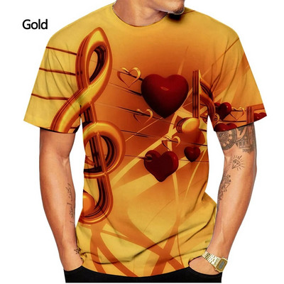 2023 m. Vyriški marškinėliai 3D marginti marškinėliai Muzikos užrašai Madingi marškinėliai Vyriški vasaros laisvalaikio Funko Pop marškinėliai trumpomis rankovėmis Marškinėliai