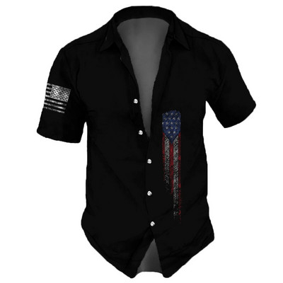 Cămașă de epocă pentru bărbați Hip Hop cu imprimeu cu cranii cu mânecă scurtă Top tricouri supradimensionate Vechi ocazional îmbrăcăminte pentru bărbați Cămașă cu revere Streetwear