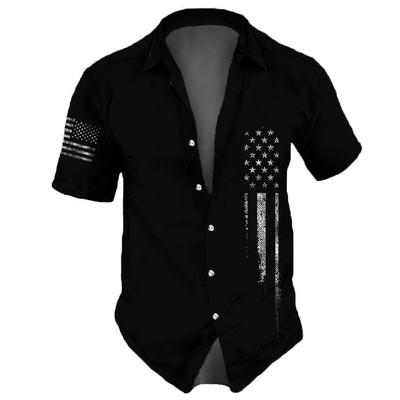 Cămașă de epocă pentru bărbați Hip Hop cu imprimeu cu cranii cu mânecă scurtă Top tricouri supradimensionate Vechi ocazional îmbrăcăminte pentru bărbați Cămașă cu revere Streetwear