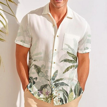 μονόχρωμο καλοκαιρινό πουκάμισο 2023 ανδρικό πουκάμισο Χαβάης casual fashion street κοντομάνικο beach party ανδρικό πουκάμισο τσέπης 5XL