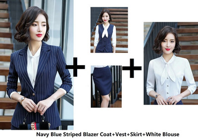 Dizajn formalnih uniformi Ženska poslovna odijela Jesen Zima Elegantna prugasta odjeća za žene Uredska poslovna odjeća OL stilovi Sakoi