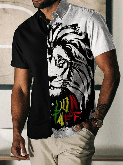 2023 nyári vintage férfi hawaii ing rövid ujjú csíkos nyomott ingek férfiaknak egygombos strandpóló Férfi ruházat