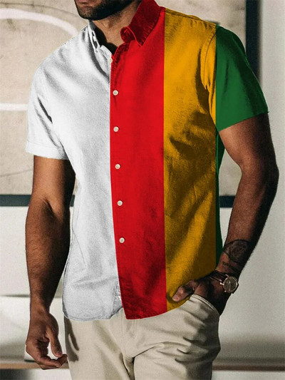 2023 nyári vintage férfi hawaii ing rövid ujjú csíkos nyomott ingek férfiaknak egygombos strandpóló Férfi ruházat