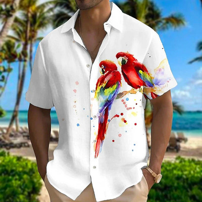 Νέο καλοκαιρινό πουκάμισο 2023 κοντομάνικο πουκάμισο Hawaii 3D printed animal bird ανδρικό και γυναικείο πουκάμισο ταξιδιού στην παραλία casual oversize 5XL