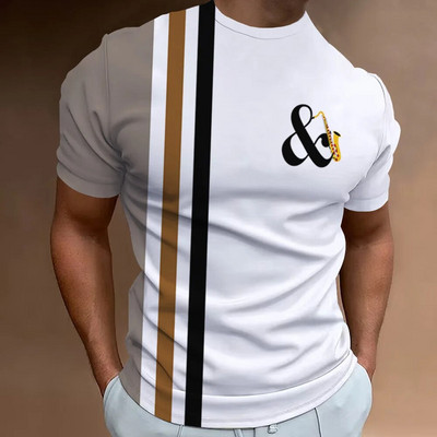 Retro vyriški marškinėliai 3D muzikos užrašai spausdinti vyriški drabužiai kasdieniai laisvalaikio trumpomis rankovėmis Street Designer marškinėliai Viršutiniai laisvi, dideli marškinėliai